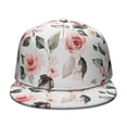 thumbnail image 2 of Bright Floral Print Snapback Cap, Adjustable Flat Bill Hat, Colorful Watercolor Flowers, Hip Hop Style Unisex, 2 of 8