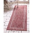 thumbnail image 2 of Unique Loom Tapis d'Extérieur Collection Transitionnel Intérieur et Extérieur Casual Solide Zone Tonale, 2 x 6 Pieds, Rouille Rouge/beige, 2 of 10
