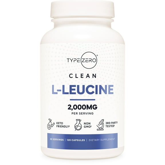 TypeZero L-Leucine Capsules (2000mg per serving) 120 capsules
