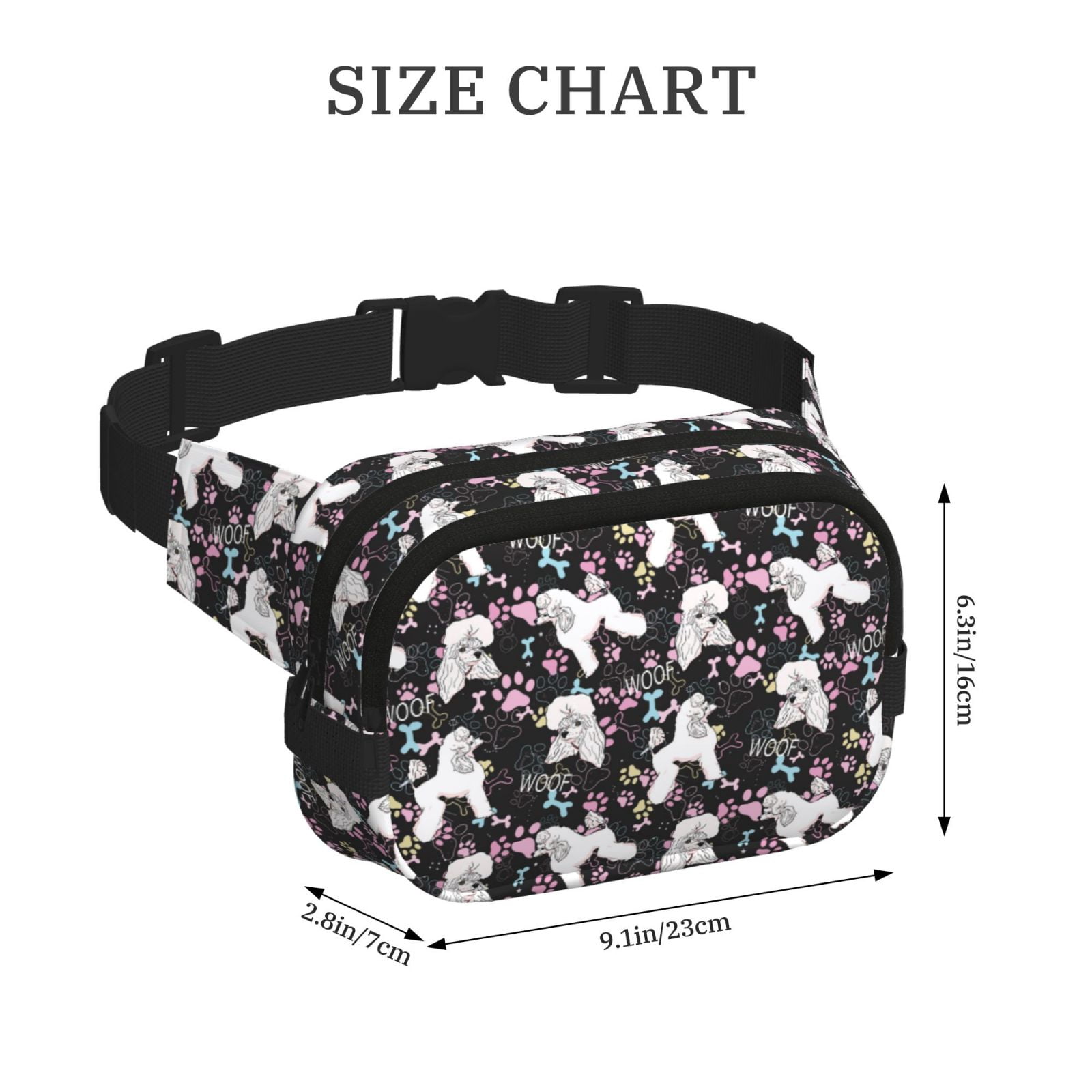 Hirioo Cute Poodle Dog for Double Layer Waist Bag Adjustable Fanny Pack For Travel Running Hiking