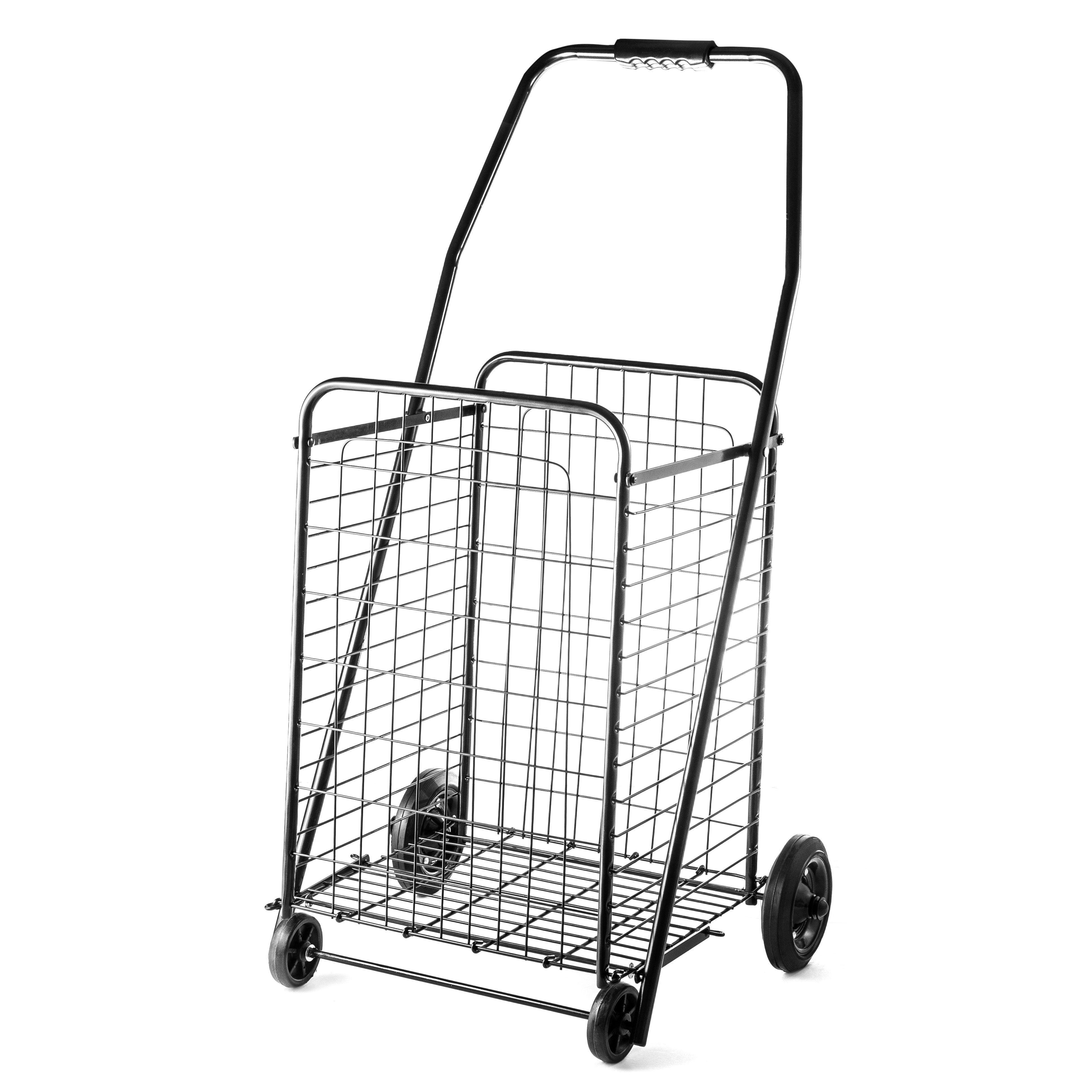 Folding Shopping Cart Jumbo Size Basket with Wheels for Laundry Grocery
