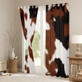 thumbnail image 3 of Homewish Retro Farm Cowhide Curtains Pack of 2 (42x84 Each),Rustic Farmhouse Cabin Curtains Blackout,Brown Black Bedroom Curtains For Men Women,Ultra Soft Home Decor, 3 of 6