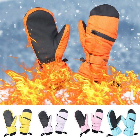 Kids Ski Gloves for Outdoor Sports9-15 Toddler Kids Boys Girls Gloves Winter Outdoor Windproof Warm Lock Temperature Ski Gloves on Clearance