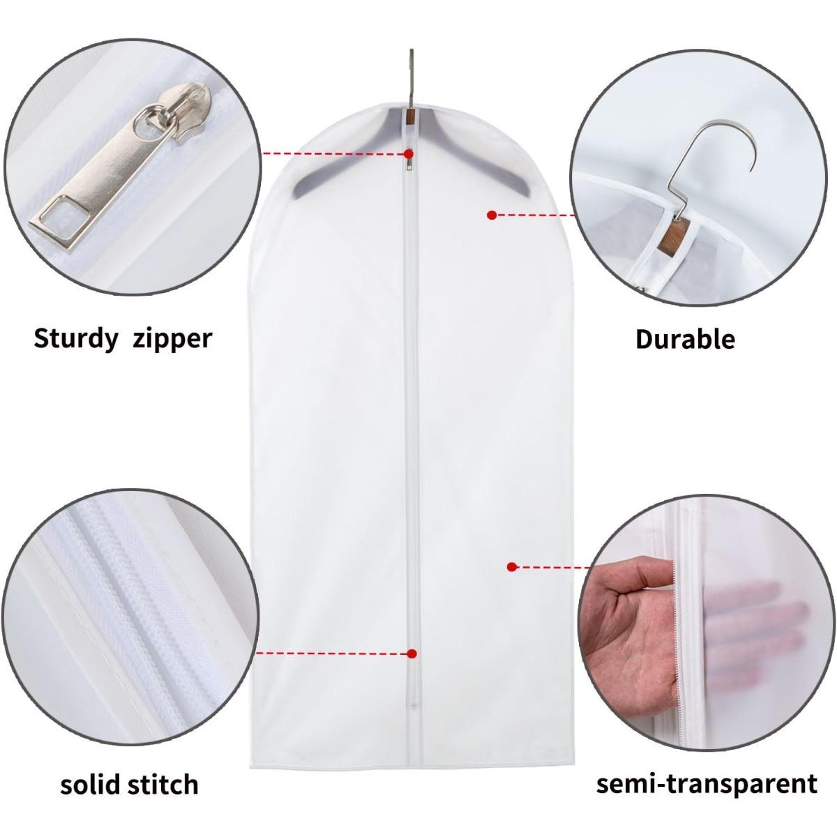 12 Pack Large Clear Garment Bags-Moth Proof Garment Bags,Garment Cover,Hanging, Dress Garment Bags Storage for Travel(39.4"X 23.6")