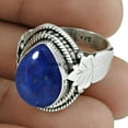 thumbnail image 2 of Natural Lapis Lazuli Blue Gemstone Pear Shape Ring, Pure 925 Sterling Silver Unique Jewelry For Women, Statement Band Ring, Amazing Gifts For Wife, 2 of 3