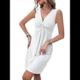 thumbnail image 2 of Vestido para Mujer con Escote en V, Sin Mangas, Diseño Torcido y Cintura Plisada en el Pecho S, 2 of 9