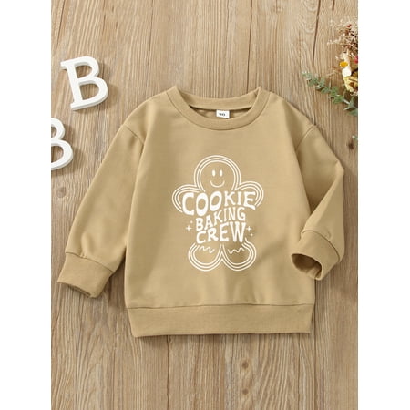 

Ma&Baby Toddler Baby Boys Girls Christmas Lovely Sweatshirt Gingerbread Man Letter Print Shirt Pullover