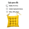 thumbnail image 4 of Cojines Para Silla Comedor 40x40 Cm Asiento Decorativo Cojín Color Amarillo liso, 4 of 5