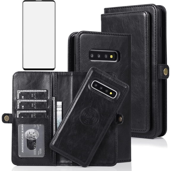 MYKOMI Phone Case for Samsung Galaxy S10 Wallet Detachable Cover with HD Screen Protector and Flip Credit Card Holder Cell Accessories Glaxay S 10 Edge Gaxaly 10S GS10 X10 Women Men