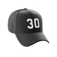 thumbnail image 3 of Daxton Structured Baseball Hat Cap Curved Visor Custom Team Number - Black Hat,White 30, 3 of 3
