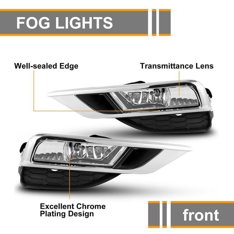 Kojem Clear Lens Front Bumper Driving Fog Light Lamps Assembly Compatible  with 2015-2016 Honda CR-V CRV with Switch Bulbs Bezel Replacement for