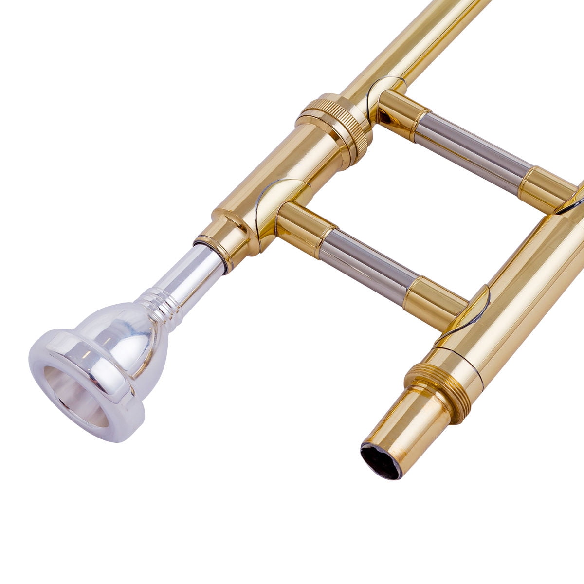 Gymax B Flat Trombone Gold Brass with Mouthpiece Case Gloves for Beginners Students