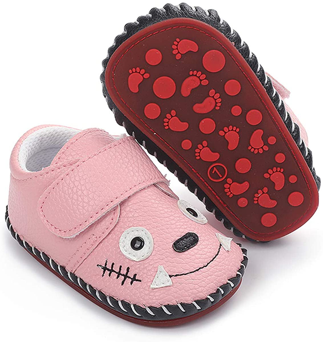 Mejale Baby Rubber Sole Shoes Boy Girl Infant Crawling Toddler Moccasins Leather Walking Anti-Slip Newborn Mini Kids Crib Boots 