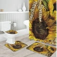 thumbnail image 3 of FMSHPON Sunflower 4 Piece Bathroom Set Shower Curtain Bath Rug Contour Mat and Toilet Lid Cover, 3 of 8