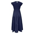 thumbnail image 5 of Bigersell Womens Midi Dresses Clearance Female Crew Neck Short Sleeve Midi Boho Dress Style D-168 Princess Dress Up Clothes for Little Girls Regular Summer Dresses , Navy XL, 5 of 7