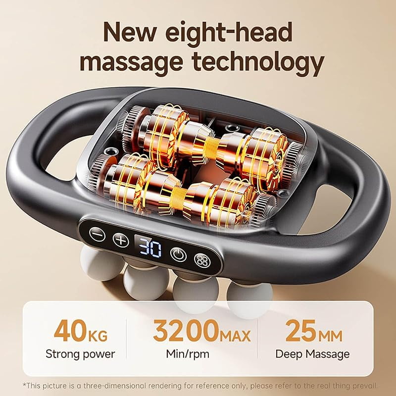 Purivil Pro Massager - 16 Head Massage Gun Deep Tissue, 30 Intensity Levels, 3 Smart Modes Quiet Percussion Massagers for Legs, Waist, Buttocks Muscles (White)
