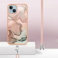 thumbnail image 3 of Mantto for iPhone 14 Plus Case, with Lanyard Adjustable Strap, Marble Pattern Soft TPU Bumper Hard PC Back Shockproof Protective Glossy Stylish Durable Phone Case for Women Girls,Rosegold, 3 of 7