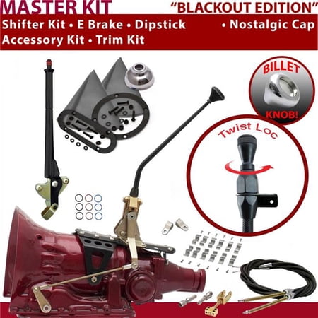 American Shifter C4 Shifter Kit Black 12 in. E Brake Cable Clamp Clevis Trim Kit Dipstick for F069A