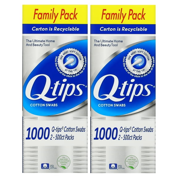 Q-tips, Cotton Swabs, Family Pack, 2 Pack, 500 Swabs Each