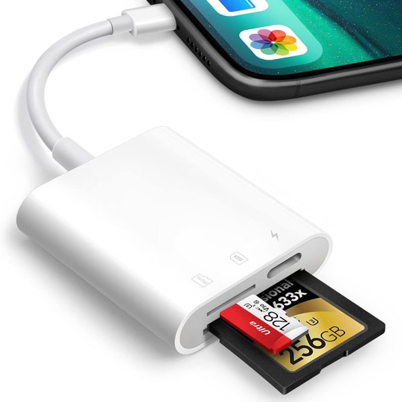 SD Card Reader, Lightning to SD Card Reader Trail Game Camera SD Card Viewer with Dual Slot for MicroSD/SD,Photography Memory Card Adapter,Plug and Play
