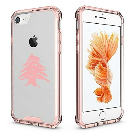 For Apple iPhone Clear Shockproof Bumper Case Hard Cover Cedar Tree Lebanon Lebanese (Pink For iPhone 8 (Best Clear Cedar Finish For Outdoors)