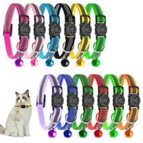 AOWOO Upgraded Version - 12 Pack Reflective Cat Collar with Bell, Solid & Safe Collars for Cats, Nylon, Mixed Colors, Safety Buckle Kitten Collar, Breakaway Cat Collar for Girl Cats Male Cats