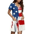 thumbnail image 3 of Red White Blue Dress, American Flag Casual T Shirt Dress With Pockets 4Th Of July V Neck Short Sleeve Boho Sundress Shoes For Women Halter Dresses Tie Dye Dresses (S, Light blue) ZMTing, 3 of 4