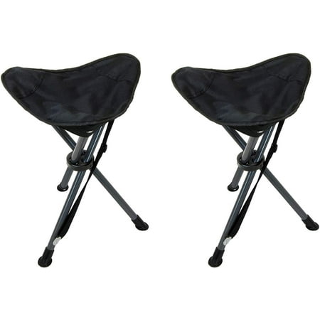 FREEAMG C-Series Slacker Tripod Chair for Camping Lightweight Chair Adjustable Carry Strap for Easy Transport | Outdoor Adventures Lighter Version of The Original Slacker Stool Black - 2-Pack