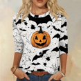 thumbnail image 2 of Camiseta informal de manga larga con estampado de fantasmas de Halloween para mujer: top festivo para las fiestas, 2 of 5