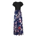 thumbnail image 4 of QIPOPIQ Robe Maxi Élégante pour Femme à Manches Courtes Tendance à Col Rond Robes Décontractées Robe d'Été Ample Robe à Imprimé Floral Jupe Longue Offres 2023, 4 of 5