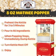 Superior Popcorn Company Movie Night Popcorn Popper Machine with Cart (8 oz, Red)