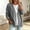 #Gray, variant on Women's V Neck Button Long Sleeve Washed Denim Cardigan Jacket with Side Pockets,Black,Women's Plus Size L