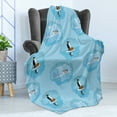 thumbnail image 4 of Winter Soft Flannel Fleece Throw Blanket, Natural Theme Penguins and Snow Glaciers Cold Polar Life, Cozy Plush for Indoor and Outdoor Use, 60" x 80", Sky Blue Dark Grey, by Ambesonne, 4 of 5