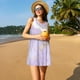 thumbnail image 3 of Fotbe Lavender Glitter Foil Stripes Vestido de Verano sin Mangas para Mujer – Vestido Midi Línea A, Estilo Camiseta Floral, Vestido Playero Casual y Fluido, 3 of 7