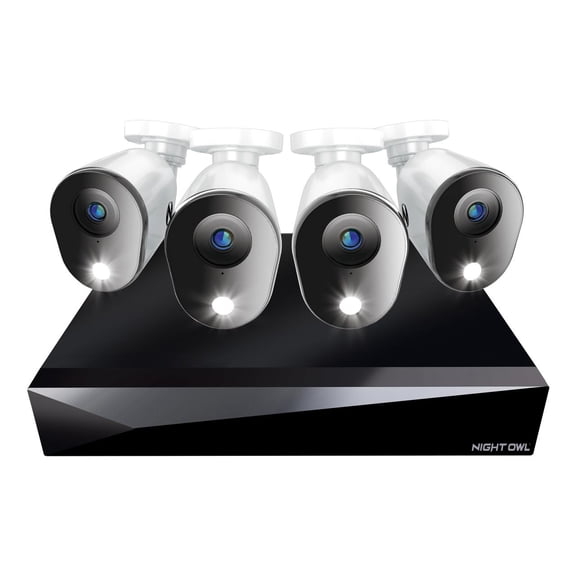 Night Owl 4 Channel 2K DVR with 4 Wired 2K Cameras, 64GB Micro SD Card, Expandable
