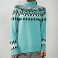 thumbnail image 4 of zaveiop Women's Fair Isle Sweater Casual Crewneck Long Sleeve Lightweight Vintage Knit Jumper Tops (Z4-Light Blue, XXL), 4 of 8
