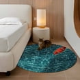 thumbnail image 2 of Round Area Rug 3 Ft, Teal Green Ocean Waves Washable Non-Slip Circle Carpet for Living Room/Bedroom, Red Boat Coastal Low-Profile Small Floor Mats Collection Rugs for Indoor, 2 of 8