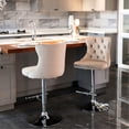 thumbnail image 3 of Khaki Swivel Barstools with Tufted Back and Adjustable Height / Ideal for Home Kitchen, 3 of 7