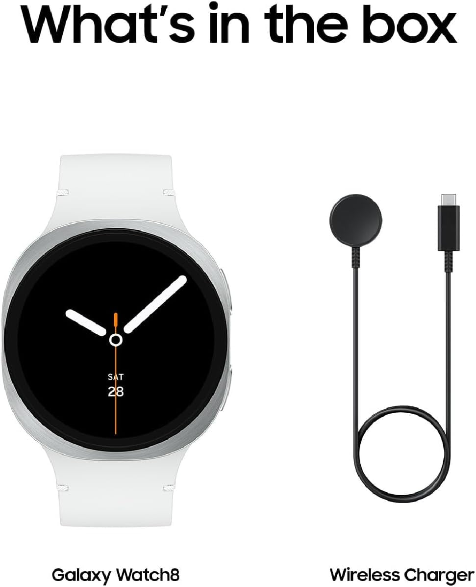 Samsung Galaxy Watch8 44mm Bluetooth Smart Watch, International Version, Silver, White Band