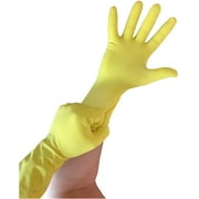 Multi Purpose Latex Gloves - Size Medium - Yellow Disposable Household - 12 Inch Length - Three Pair (6 Gloves) - Life Guard - Individually Wrapped - Cleaning - Disinfecting
