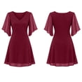 thumbnail image 4 of Zorvyno Women Solid Color Mini Cocktail Dress V-Neck Ruffle Half Sleeve Casual Party Dress for Wedding Guests, 4 of 8