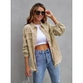thumbnail image 1 of Cross Border New Women's Clothing Solid Color Medium Long Sleeved Distressed Denim Jacket With American Style Women's Jacket, 1 of 5