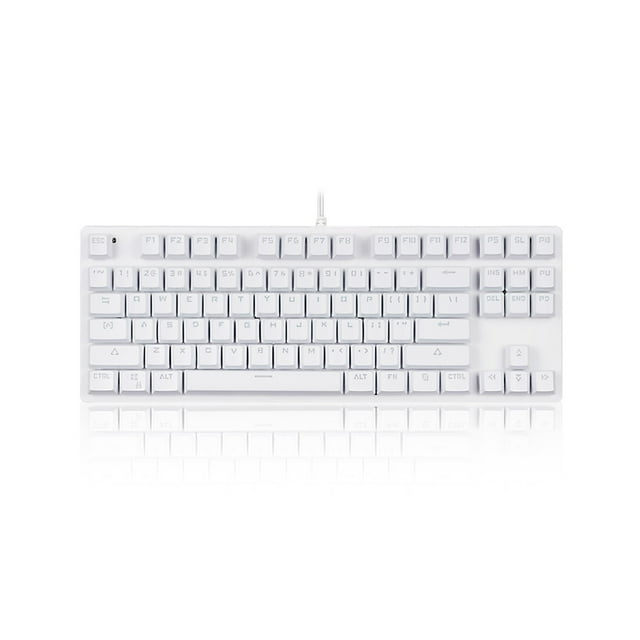 Clavier Mécanique à 87 Touches Clavier Filaire Clavier Rétroéclairé RVB Interrupteur Bleu/ Retournement à 26 Touches/ Combinaison Multimédia Touches Blanc