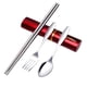 thumbnail image 1 of de Cubiertos de material acero Inoxidable de 3 Piezas, de Palillos de Y Tenedor, de Cubiertos de Camping con Estuche, Utensilios rojo Gloria Vajilla de viaje, 1 of 9