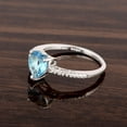 thumbnail image 3 of Solitaire 8MM Heart Shape Swiss Blue Topaz 925 Sterling Silver Beaded Shank Women Love Ring, 3 of 5