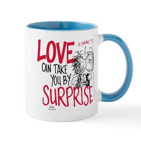 CafePress - Peanuts Surprise Love Mug - 11 oz Ceramic Mug - Novelty Coffee Tea Cup