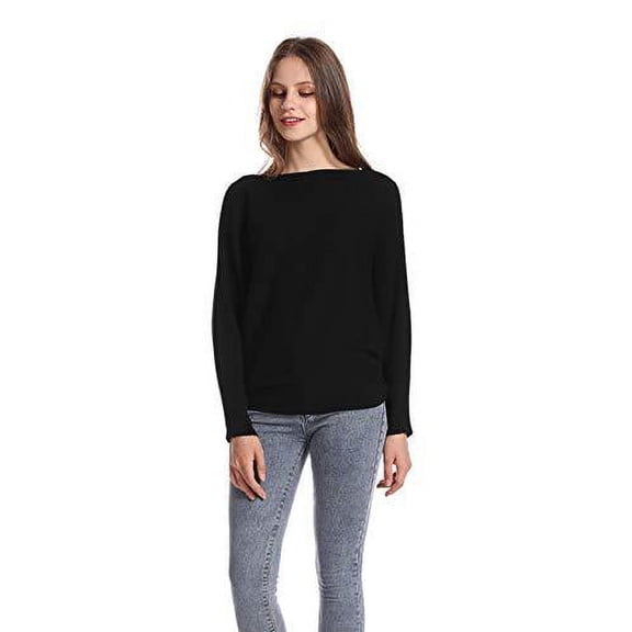 Styles I Love Women Autumn Winter Boat Neck Batwing Sleeve Pullover Knitted Sweater Long Sleeve Loose Top