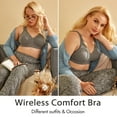thumbnail image 4 of DELIMIRA Women's Wireless Plus Size Full Coverage Lace Bra Cotton Unlined Comfortable, 4 of 5