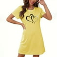 thumbnail image 2 of Oksale Cute Love Heart Print Sleep Shirt for Women Valentine's Day Short Nightgown Casual Round Neck Pajama Dress Short Sleeve Cozy Soft Lightweight Sleepwear 2025 Yellow XXL, 2 of 3