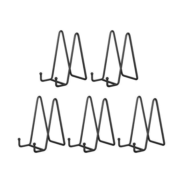 6 Inch 5 Pack Black Metal Plate Stand Plate Holder for Picture, Decorative Plate, Book